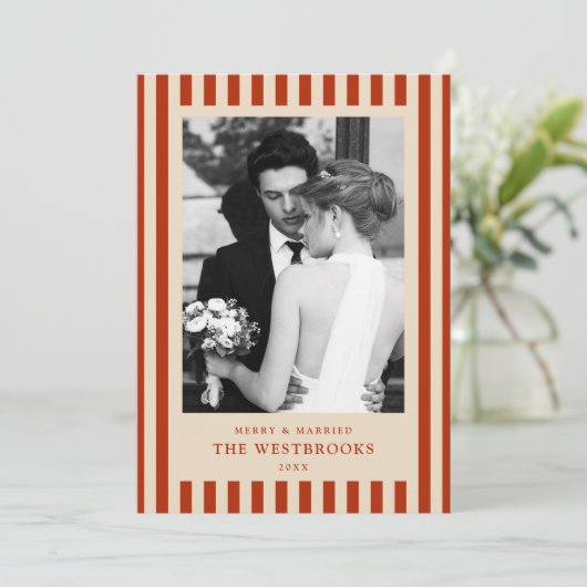 Rode Strepen Feestdagenkaart (Staand voorkant)