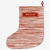 Rode strepen gepersonaliseerd grote kerstsok (Achterkant)