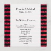 Rode strepen, glazige strips, lijnen, bruiloft programmakaart (Voorkant)