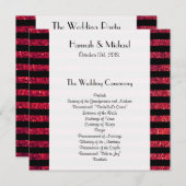 Rode strepen, glazige strips, lijnen, bruiloft programmakaart (Voorkant / Achterkant)