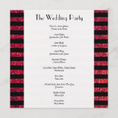 Rode strepen, glazige strips, lijnen, bruiloft programmakaart (Achterkant)