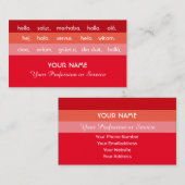 Rode strepen hallo internationale talen visitekaartje (Voorkant / Achterkant)