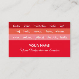 Rode strepen hallo internationale talen visitekaartje
