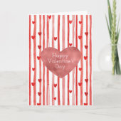 Rode Strepen & Harten Valentijnsdag Kaart (Voorkant)