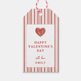 Rode Strepen Hartjes Gelukkig Valentijnsdag Gift T Cadeaulabel