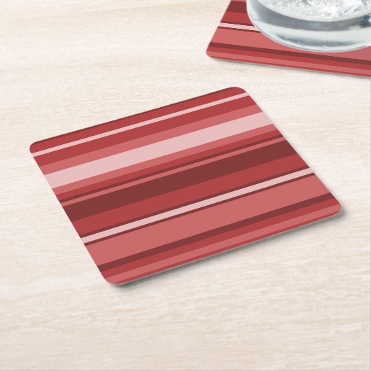 Rode strepen kartonnen onderzetters (Schuin)