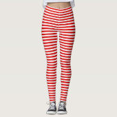 Rode strepen Kerst elf kostuum Leggings (Voorkant)