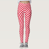 Rode strepen Kerst elf kostuum Leggings (Voorkant)