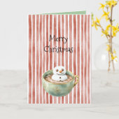 Rode Strepen Kerst Happy Marshmallow in Cacao Kaart (Gele Bloem)