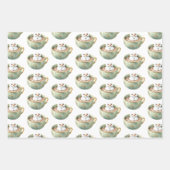 Rode Strepen Kerst Happy Marshmallow Inpakpapier Vel (Voorkant 2)