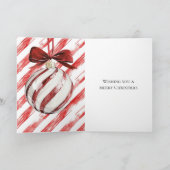 Rode Strepen Kerstbal Lint Kaart (Binnen)