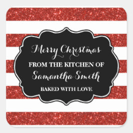 Rode Strepen Kerstmis Bakken Sticker