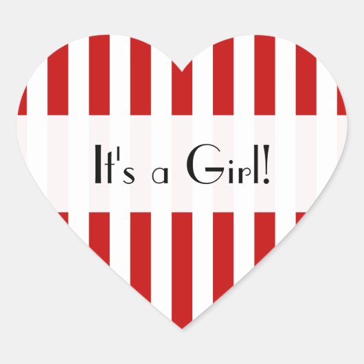Rode strepen, lijnen, streeppatroon, Baby shower Hart Sticker (Voorkant)