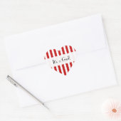 Rode strepen, lijnen, streeppatroon, Baby shower Hart Sticker (Envelop)