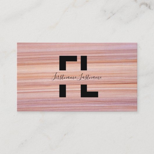 Rode strepen marmer-elegante monogram van het oppe visitekaartje (Voorkant)