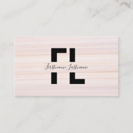 Rode strepen marmeren oppervlak elegante monogram visitekaartje