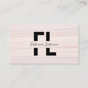 Rode strepen marmeren oppervlak elegante monogram visitekaartje