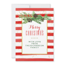 Rode strepen met dennen en goud | vrolijk kerstfee