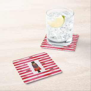 Rode Strepen Notenkraker Kerst Papier Onderzetters