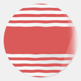 Rode strepen op wit met centrale rode band ronde sticker