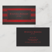 Rode strepen op zwart leder visitekaartje (Voorkant / Achterkant)