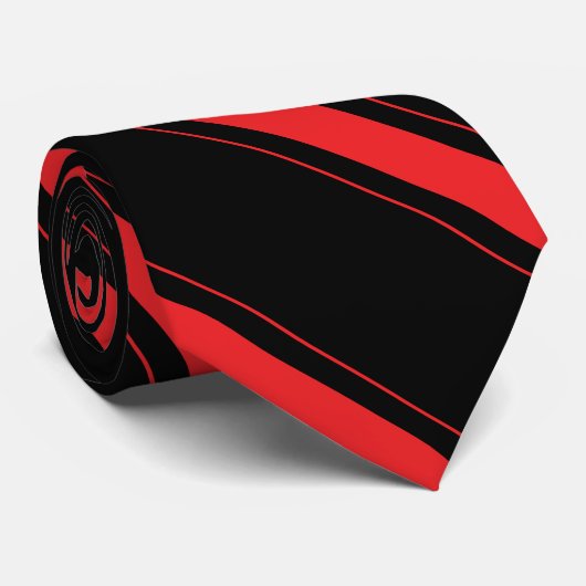 Rode strepen op zwart Stropdas (Opgerold)