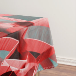 Rode strepen over blauw of grijs, geboord afbeeldi tafelkleed