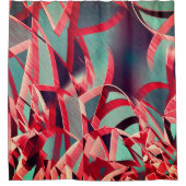 Rode strepen over grijs of blauw, geboord afbeeldi douchegordijn (Voorkant)