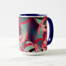 Rode strepen over grijs of blauw, geboord afbeeldi mok