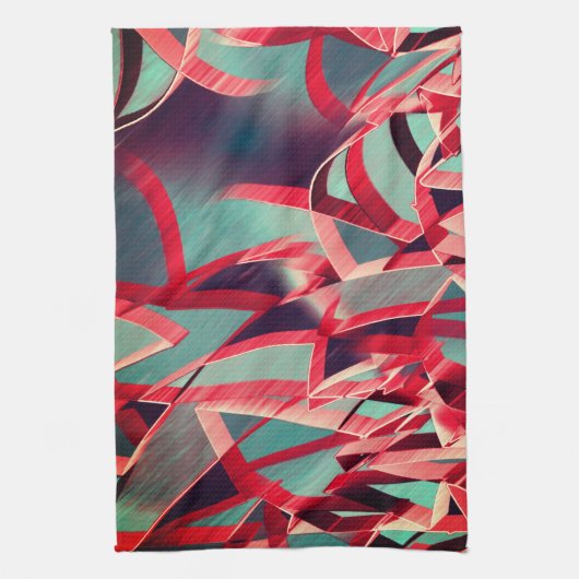 Rode strepen over grijs of blauw, geboord afbeeldi theedoek (Verticaal)