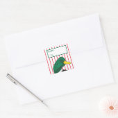 Rode strepen Schattigee eend Vierkante Sticker (Envelop)