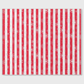 Rode Strepen & Sneeuwvlokken Verpakkingsdocument Cadeaupapier (Vlak)