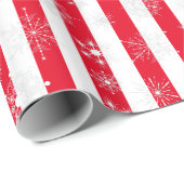 Rode Strepen & Sneeuwvlokken Verpakkingsdocument Cadeaupapier (Rol Hoek)