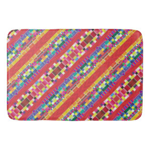 Rode strepen, strepen en kleurrijke pixels badmat