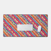 Rode strepen, strepen en kleurrijke pixels bureaumat (Keyboard & Muis)
