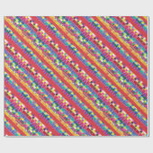 Rode strepen, strepen en kleurrijke pixels cadeaupapier (Vlak)