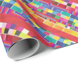 Rode strepen, strepen en kleurrijke pixels cadeaupapier