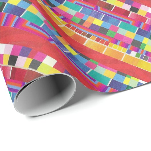 Rode strepen, strepen en kleurrijke pixels cadeaupapier (Rol Hoek)
