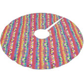 Rode strepen, strepen en kleurrijke pixels kerstboom rok (Gekanteld)