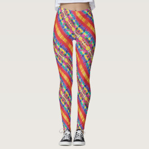 Rode strepen, strepen en kleurrijke pixels leggings