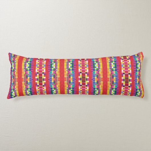 Rode strepen, strepen en kleurrijke pixels lichaamskussen (Voorkant)