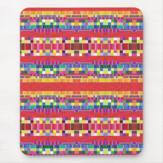 Rode strepen, strepen en kleurrijke pixels muismat (Voorkant)