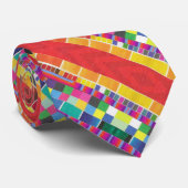 Rode strepen, strepen en kleurrijke pixels stropdas (Opgerold)