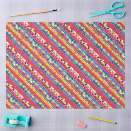 Rode strepen, strepen en kleurrijke pixels tissuepapier (Craft)