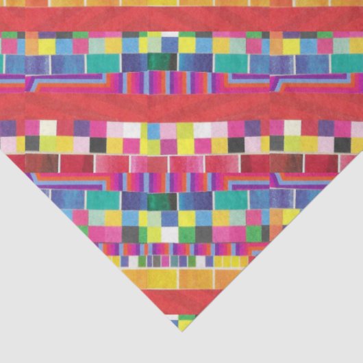 Rode strepen, strepen en kleurrijke pixels tissuepapier (Detail)