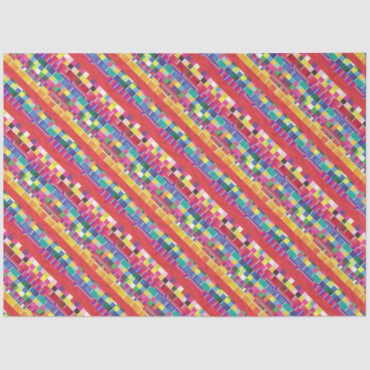 Rode strepen, strepen en kleurrijke pixels tissuepapier (Voorkant)