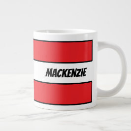 Rode strepen voeg je naam toe grote koffiekop