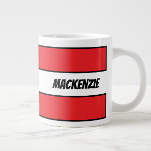 Rode strepen voeg je naam toe grote koffiekop