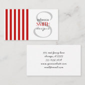 Rode strepen, witte strepen, gestreept patroon, li visitekaartje (Voorkant / Achterkant)