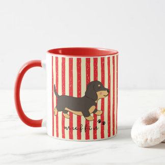 Rode Strepen Zwarte Tannenkleurige Dachshund Naam Mok